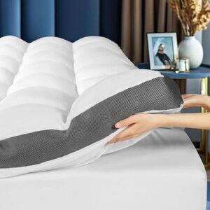 4 Inch Twin XL Memory Foam Mattress Topper - Cooling Extra Thick 2000 GSM Pillow